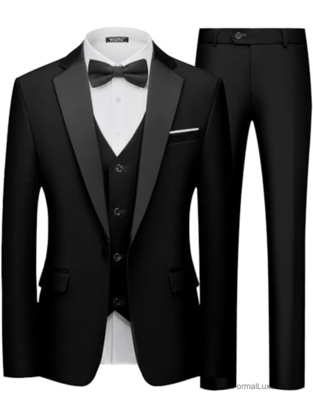 Men's 3 Piece Slim Fit Tuxedo Suit Set One Button Jacket Vest Pants